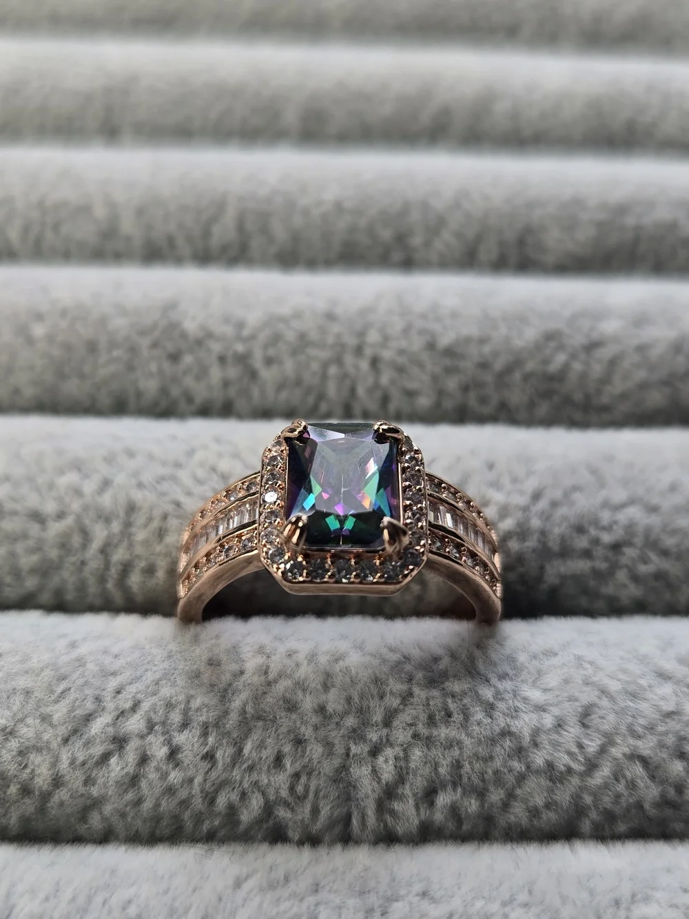 Size 8 Mystic Rainbow Topaz Rose Gold Plated Bomb Party Ring